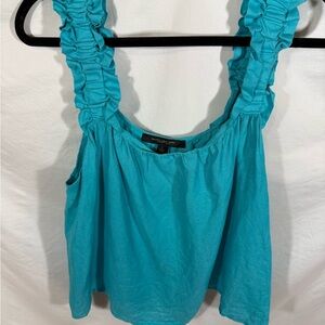 Marc New York Turquoise Ruffled Tank Top 100% Linen